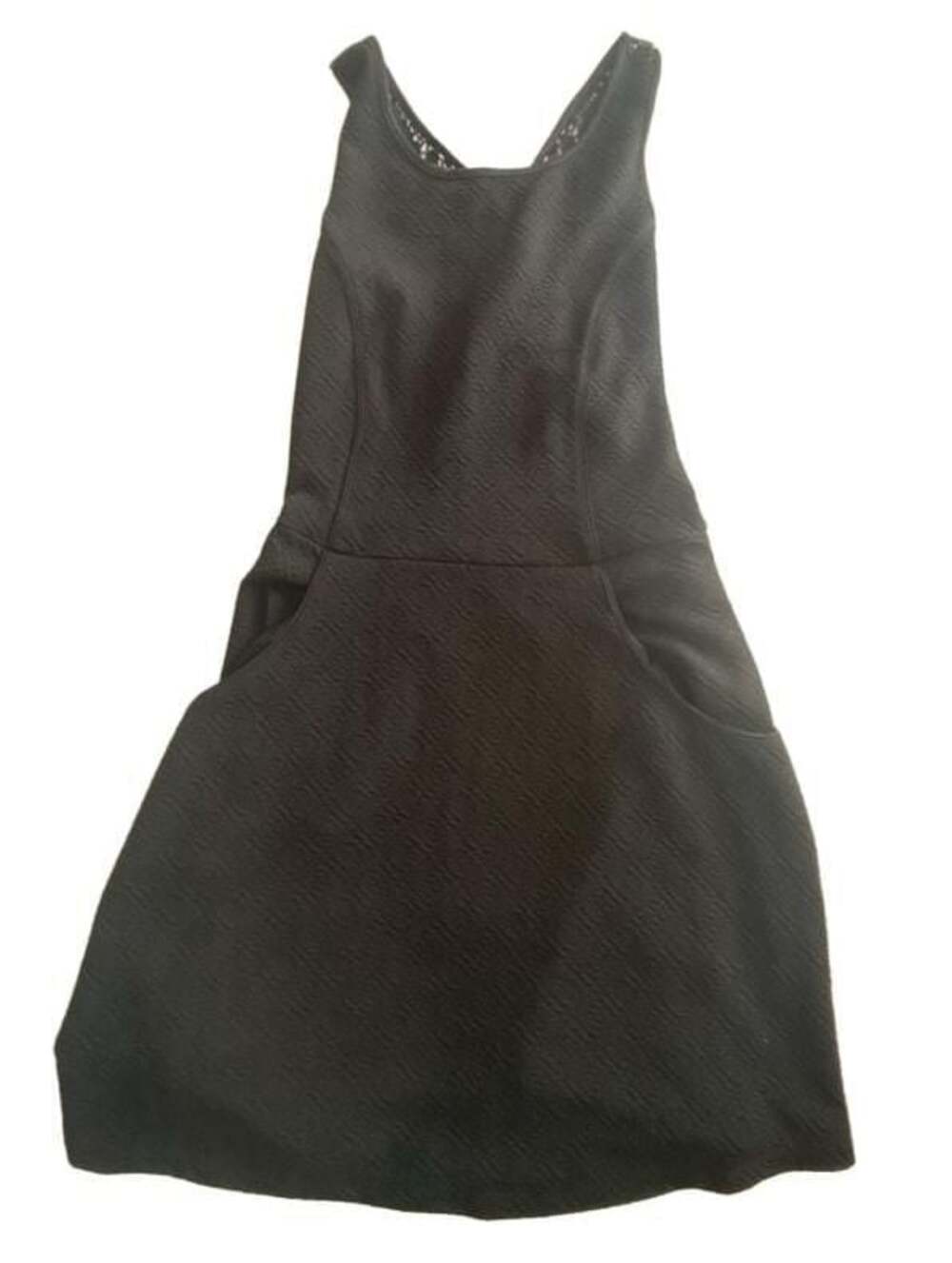 Ocean Drive Black Textured Sleeveless Mini Dress with Pockets